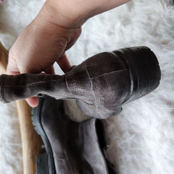 Khrio nubuck lug bottom ankle boots gray brown - Picture 6 of 14